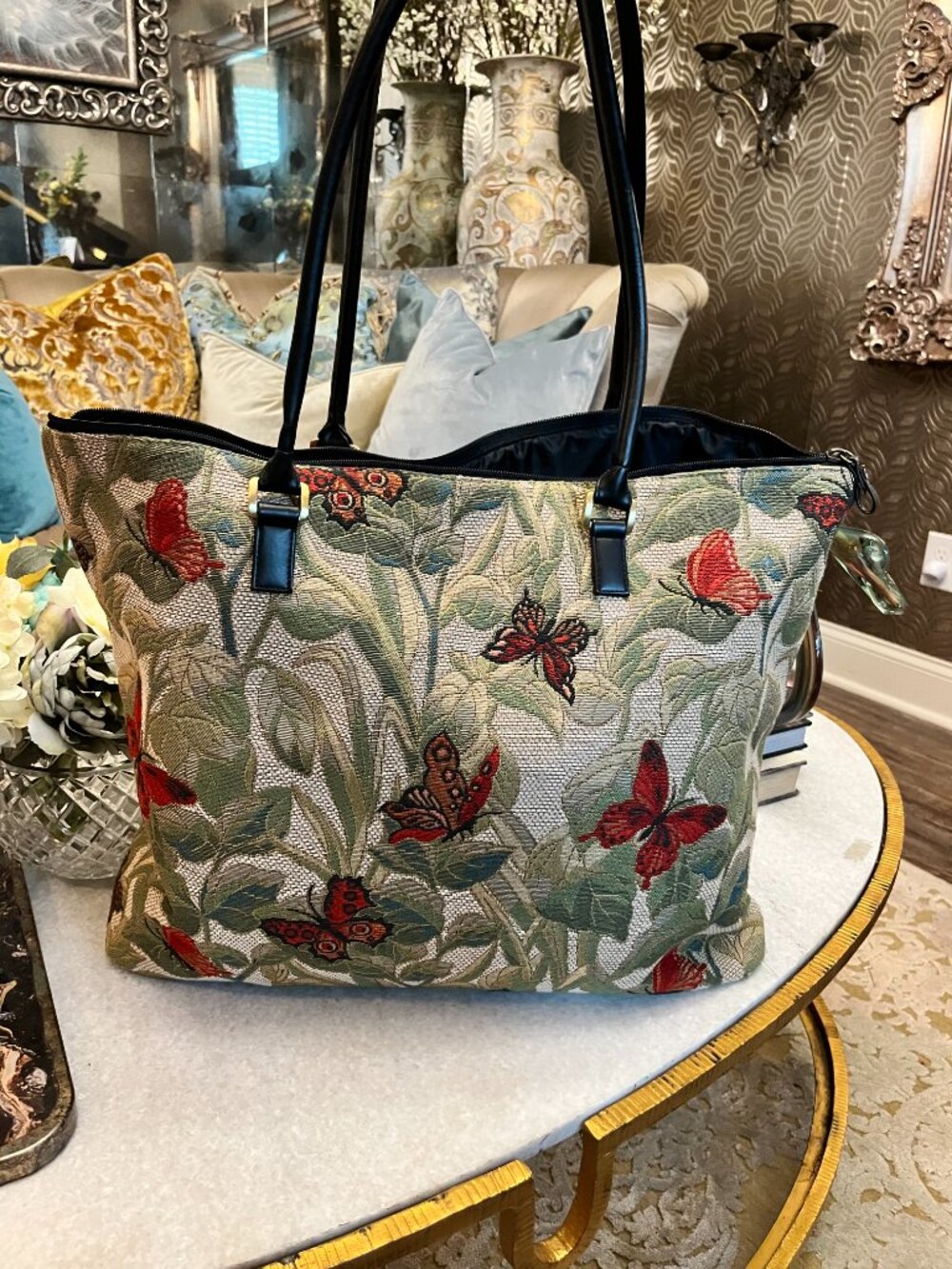 vintage Bueno butterfly tapestry duffel bag